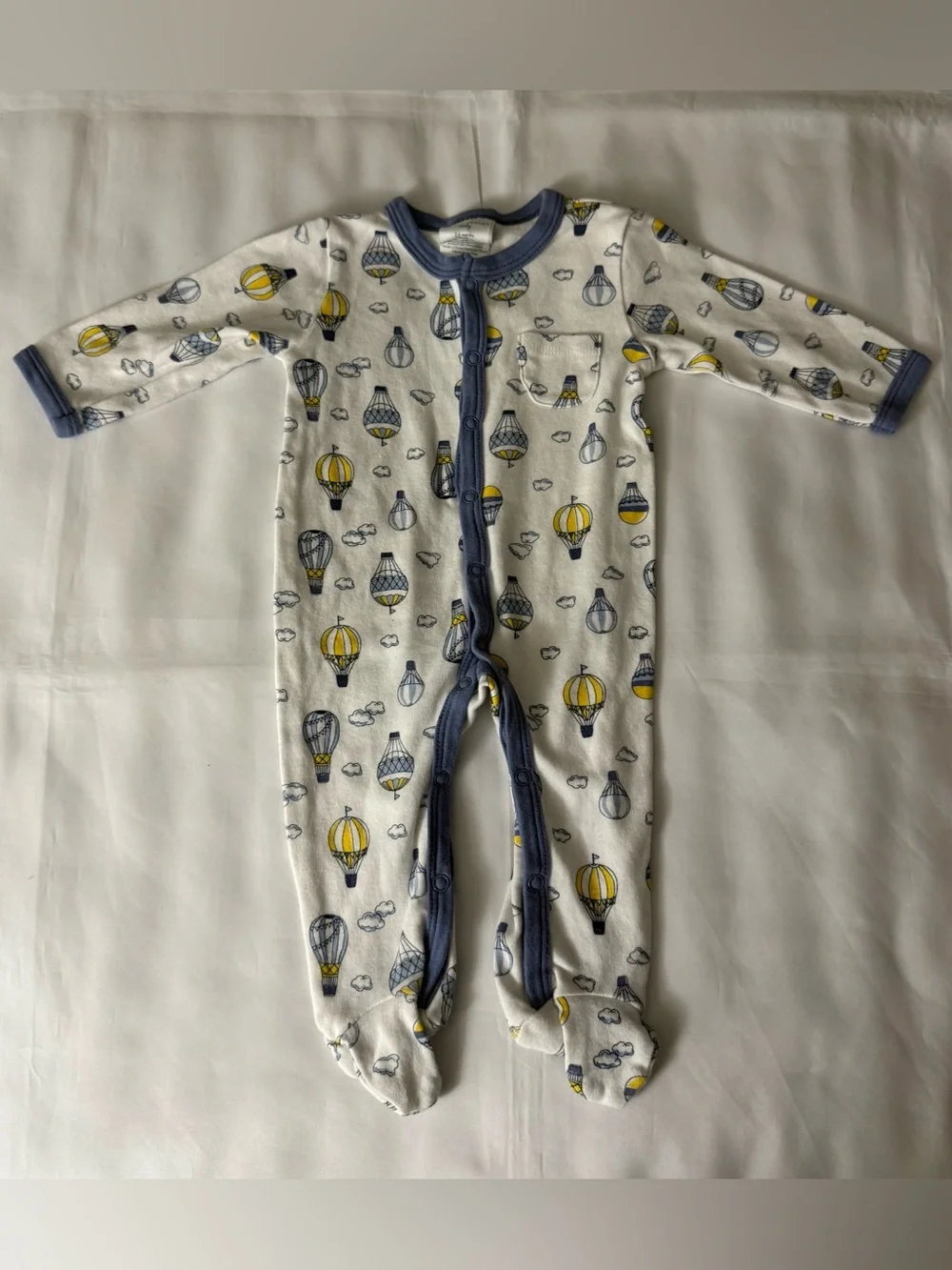 Laura Ashley Baby - Blue, Yellow & White Footed Onesie